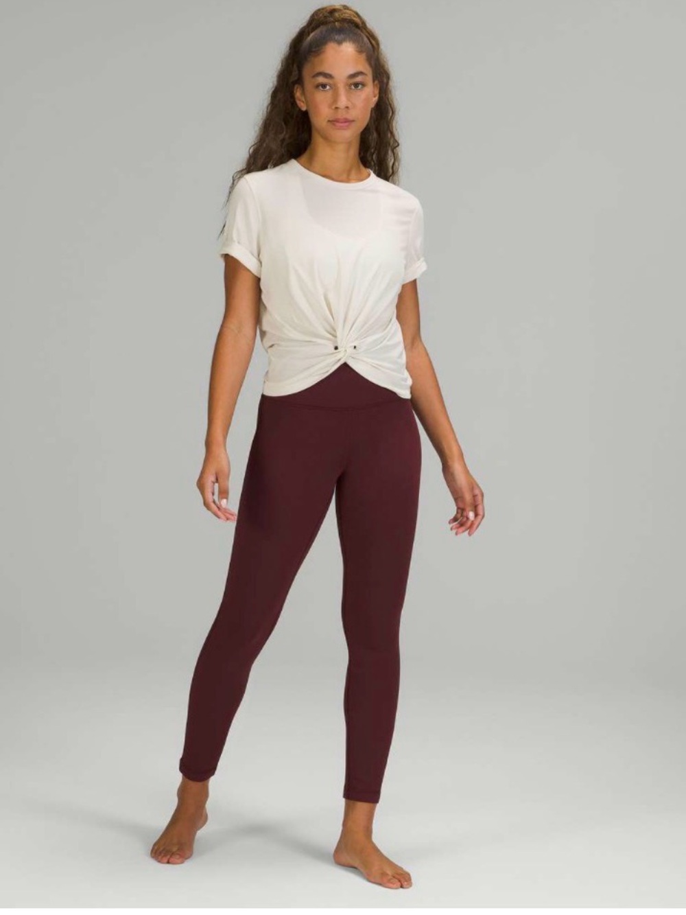 Lululemon Wunder Lounge Super High Rise Tight in Dark Red Brick Maroon Merlot